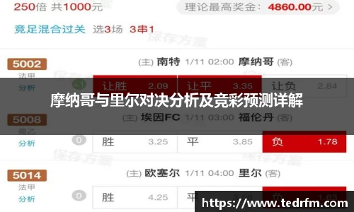 摩纳哥与里尔对决分析及竞彩预测详解